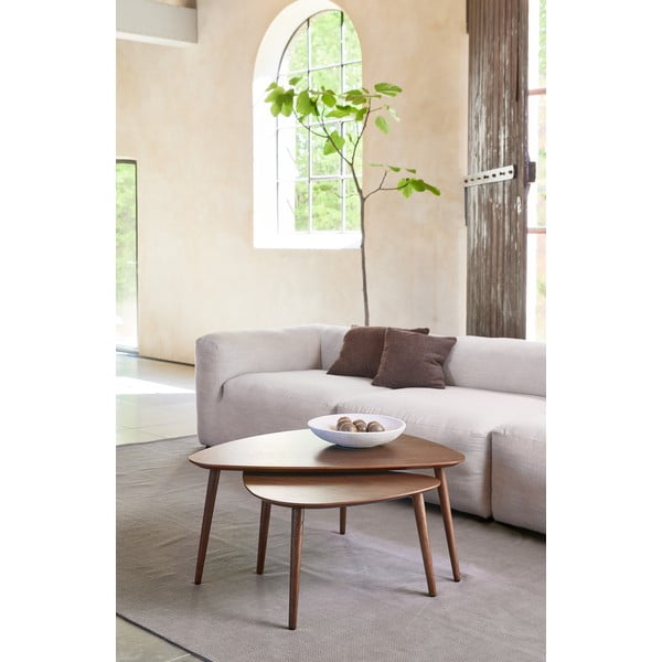 Hnedé konferenčné stolíky v súprave 2 ks v dekore duba 70x100 cm Adda – Unique Furniture-image-1