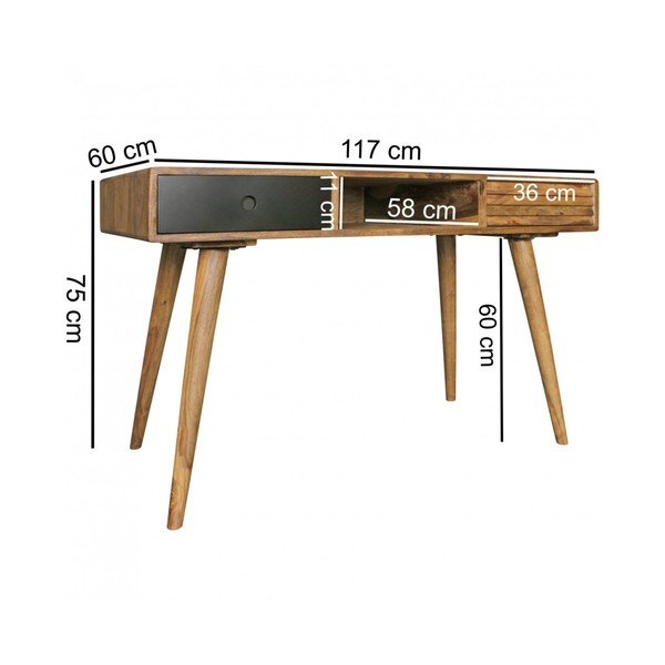 Pracovný stôl z masívneho sheeshamového dreva Skyport REPA, 117 × 60 cm-image-4