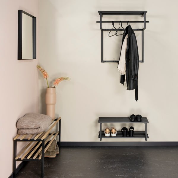 Čierny kovový nástenný vešiak s poličkou 76 cm Rizzoli – Spinder Design-image-4