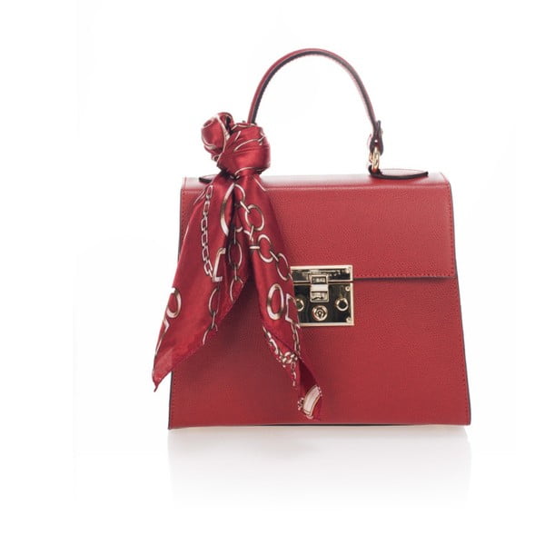 Červená kožená kabelka Lisa Minardi Nudora