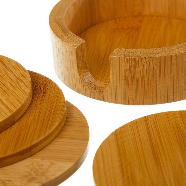 Hnedé bambusové tácky v súprave 4 ks so stojanom – Casa Selección-image-2