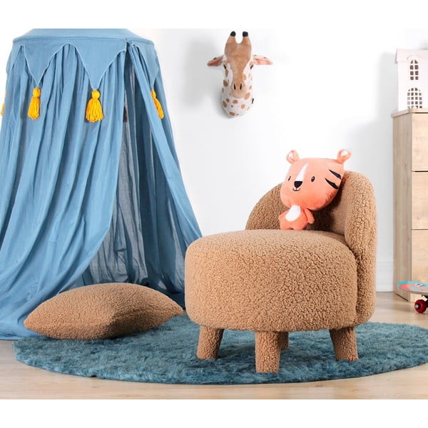 Hnedé detské kresielko z textílie bouclé Moouv – Artie-image-1