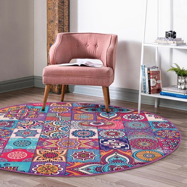Prateľný okrúhly koberec vhodný pre robotické vysávače ø 100 cm Comfort – Mila Home-image-1