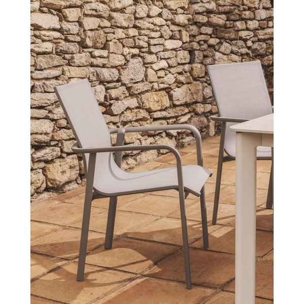 Béžová/taupe záhradná stolička Canea – Kave Home-image-1