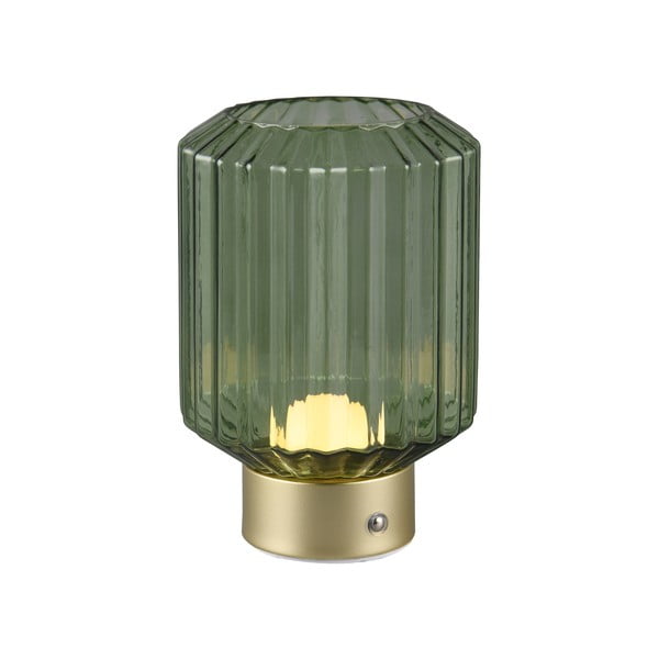 Stmievateľná LED stolová lampa v zelenej a zlatej farbe so skleneným tienidlom (výška 19,5 cm) Lord – Trio