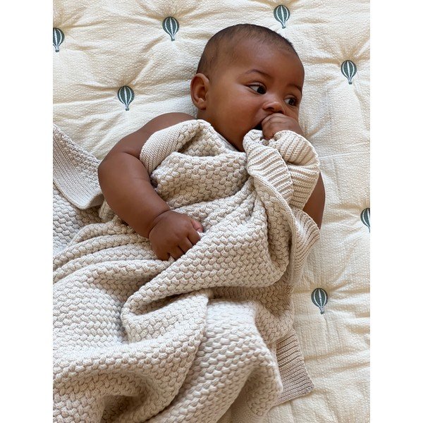 Svetložltá/modrá prešívaná detská deka z Bio bavlny 90x120 cm Balloon – Cam Cam Copenhagen-image-4