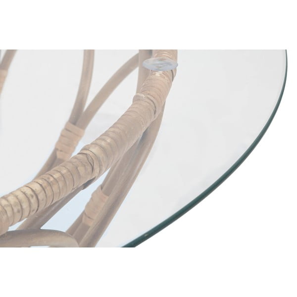 Okrúhly konferenčný stolík so sklenenou doskou v prírodnej farbe ø 75 cm Panama - Mauro Ferretti-image-3