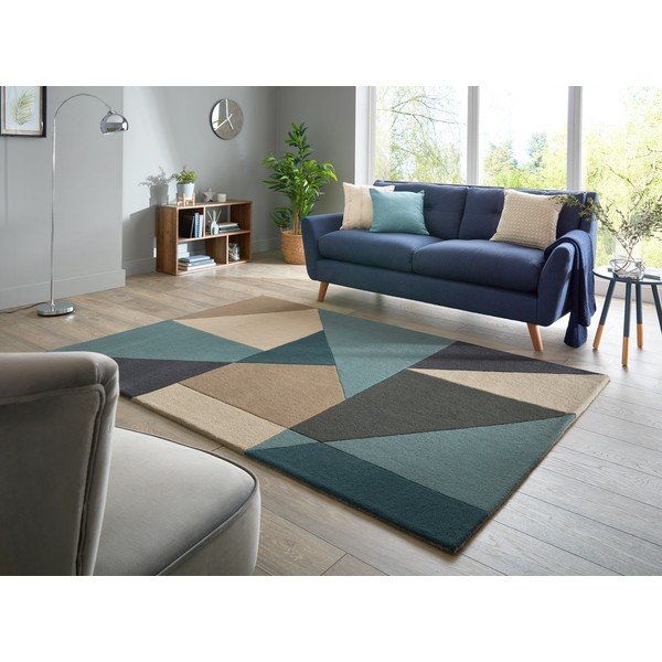 Modro-béžový vlnený koberec 230x160 cm Arlo Harper - Flair Rugs-image-1