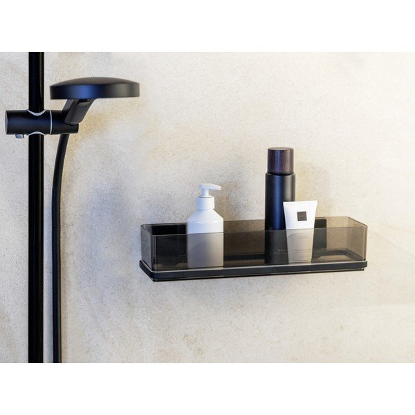 Čierna samodržiaca plastová kúpeľňová polička Quadro – Wenko-image-2