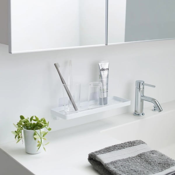 Matne biela oceľová kúpeľňová polička bez vŕtania Film Hook – YAMAZAKI-image-1