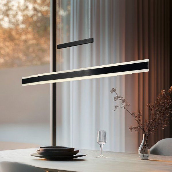 Matne čierne LED závesné svietidlo s kovovým tienidlom Arcola – Trio-image-1