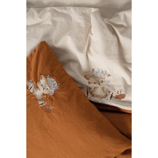 Oranžové/béžové bavlnené detské obliečky do postieľky s plachtou/4-dielne 100x150 cm Clever – Mijolnir-image-2