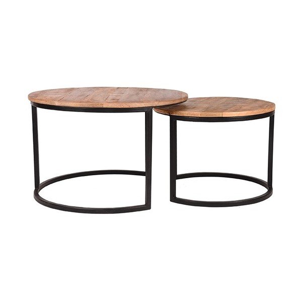 Sada 2 odkladacích stolíkov z mangového dreva LABEL51 Coffee, ⌀ 50 cm a ⌀ 70 cm