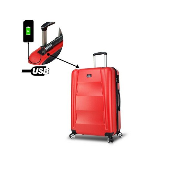 Červený cestovný kufor na kolieskach s USB portom My Valice COLORS LASSO Large Suitcase-image-2
