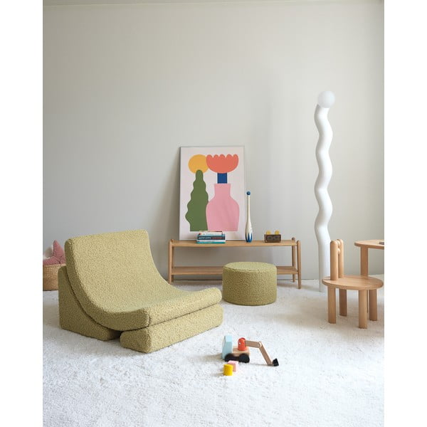 Zelený detský puf z textílie buklé – Wigiwama-image-4