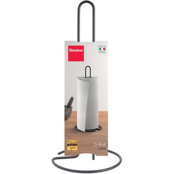 Matne čierny oceľový stojan na papierové utierky ø 14 cm Lava – Metaltex-image-2