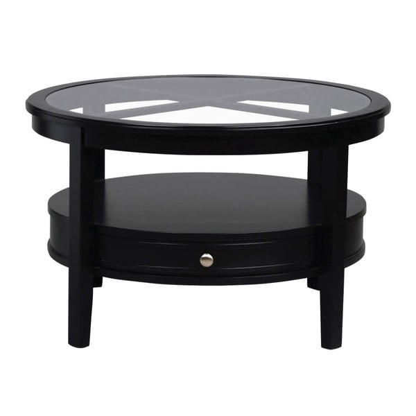 Čierny okrúhly dubový konferenčný stolík Folke Nótt, ⌀ 85 cm