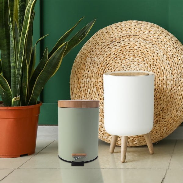 Svetlozelený nášľapný kovový odpadkový kôš 5 l Greenish – Orion-image-1