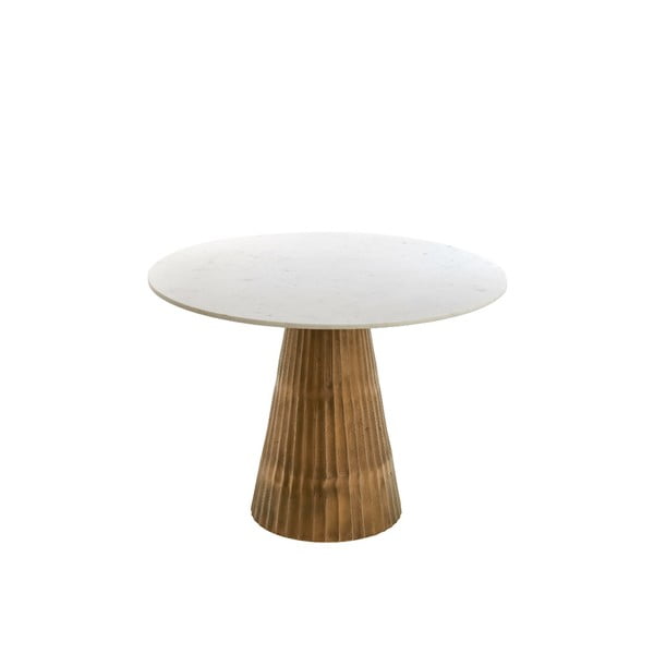 Okrúhly jedálenský stôl v bielej a bronzovej farbe s doskou v dekore mramoru ø 100 cm Leyda – Light & Living