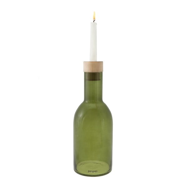 Váza/svietnik Bottle 30,5 cm, zelená