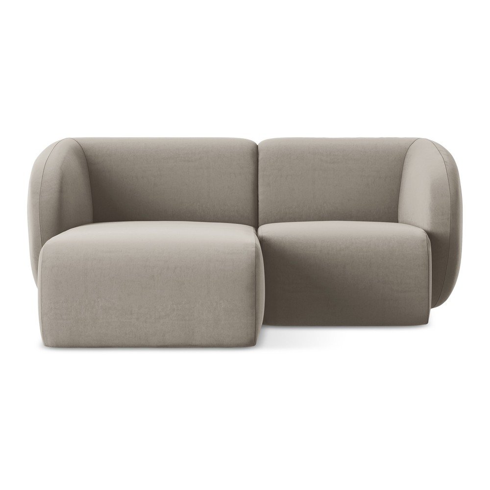 Svetlohnedá zamatová rohová pohovka (ľavý roh/s leňoškou) Lani – Makamii