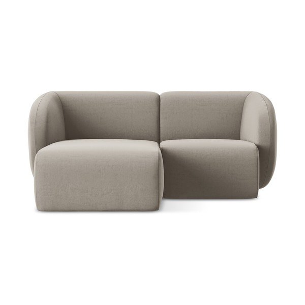 Svetlohnedá zamatová rohová pohovka (ľavý roh/s leňoškou) Lani – Makamii