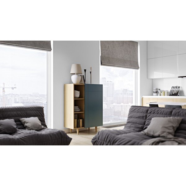 Komoda v dekore dubového dreva s antracitovými detailmi TemaHome Nyla-image-1