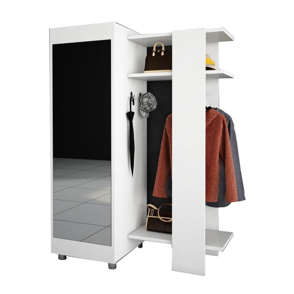 Biela šatníková skriňa so zrkadlom Antre-image-3