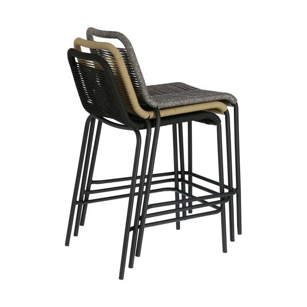 Béžová barová stolička s oceľovou konštrukciou Kave Home Glenville, výška 62 cm-image-4