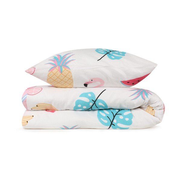 Bielo-ružové detské obliečky na jednolôžko 140x200 cm Kokteyl – Mijolnir