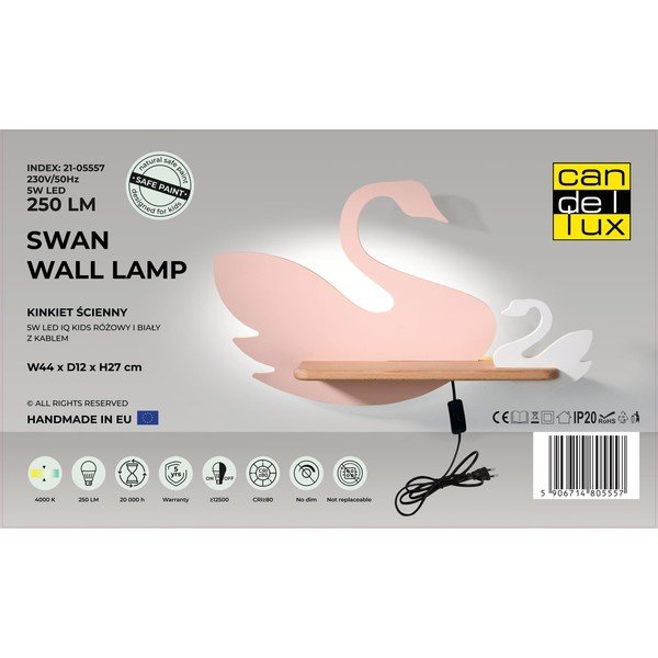 Bielo-ružové detské svietidlo Swan - Candellux Lighting-image-4
