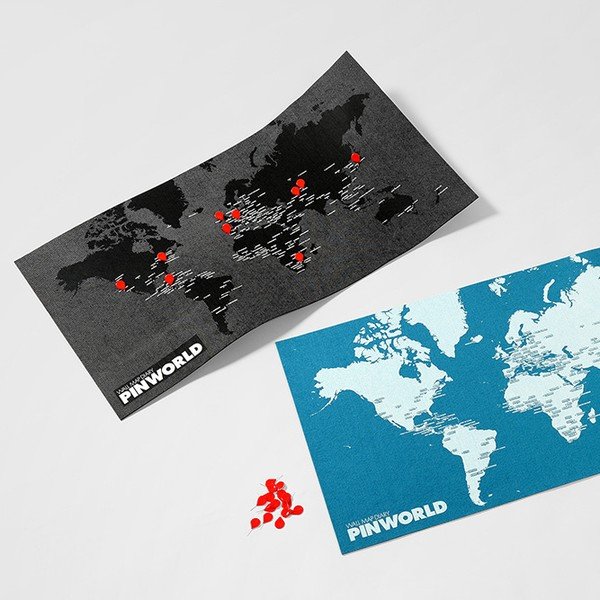 Čierna nástenná mapa sveta Palomar Pin World Mini, 77 × 48 cm-image-4