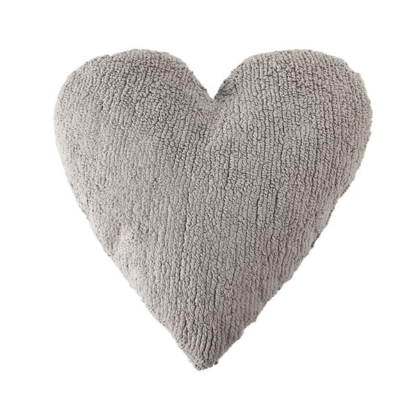 Svetlosivý bavlnený ručne vyrobený vankúš Lorena Canals Heart, 47 x 50 cm