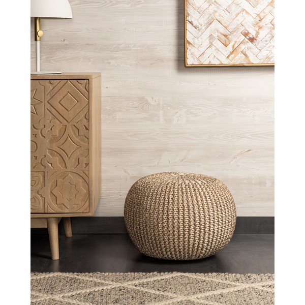 Hnedo-biely sedací puf Kave Home Shore-image-3