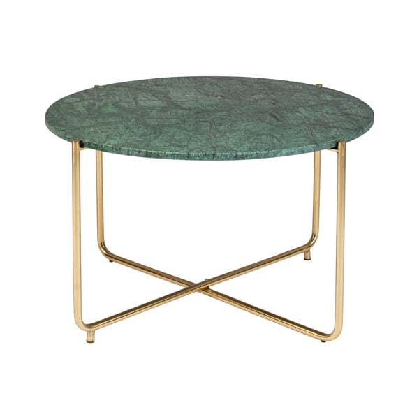 Okrúhly konferenčný stolík s mramorovou doskou v zeleno-zlatej farbe ø 70 cm Timpa – White Label