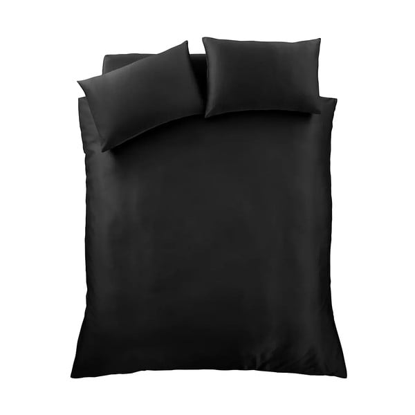 Čierne saténové obliečky na dvojlôžko 200x200 cm Silky Soft – Catherine Lansfield