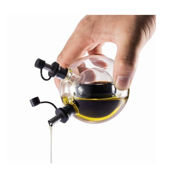 Nádoba na olej a ocot z ručne fúkaného skla s podnosom XD Design Orbit-image-2