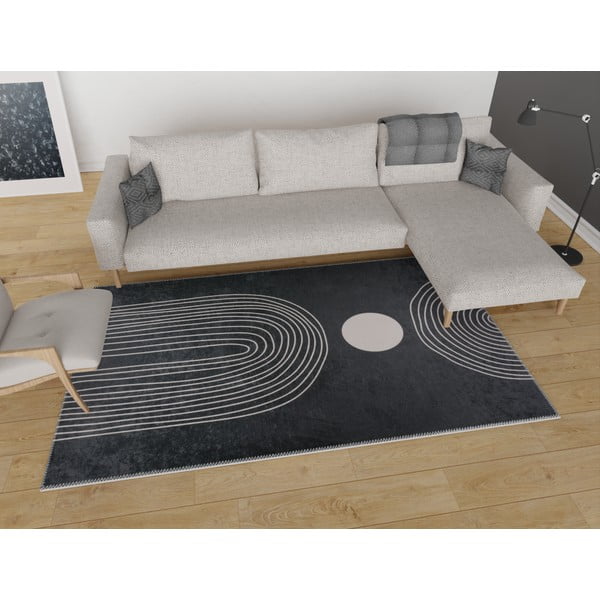 Antracitovosivý umývateľný koberec 160x230 cm – Vitaus-image-1