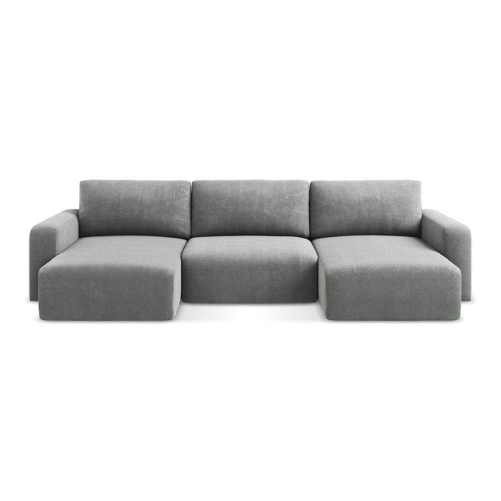 Sivá ženilková rozkladacia/s úložným priestorom rohová pohovka (do tvaru "U") Kona – Makamii