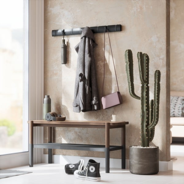 Čierny nástenný vešiak z jaseňového dreva Flip - Umbra-image-1