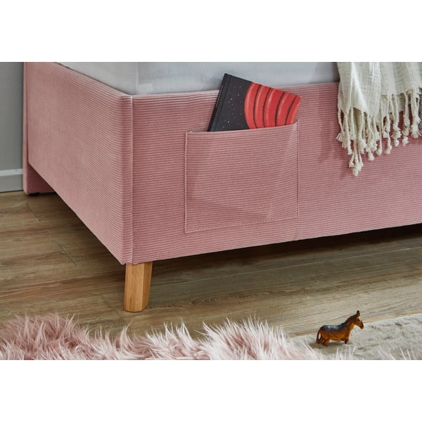 Ružová čalúnená rohová detská posteľ bez roštu 120x200 cm Cool – Meise Möbel-image-3