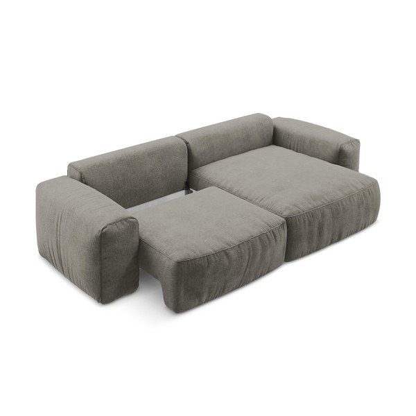 Sivá ženilková rozkladacia rohová pohovka (pravý roh/s leňoškou) Kuki – Makamii-image-4