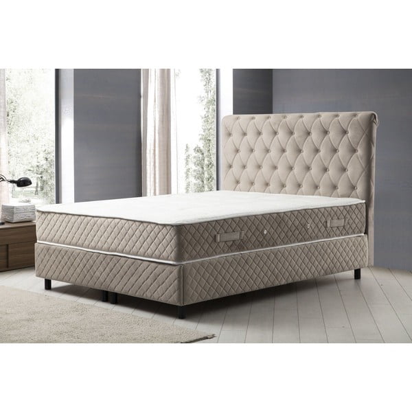 Béžová boxspring posteľ s úložným priestorom 140x200 cm Sonata – Kalune Design-image-2