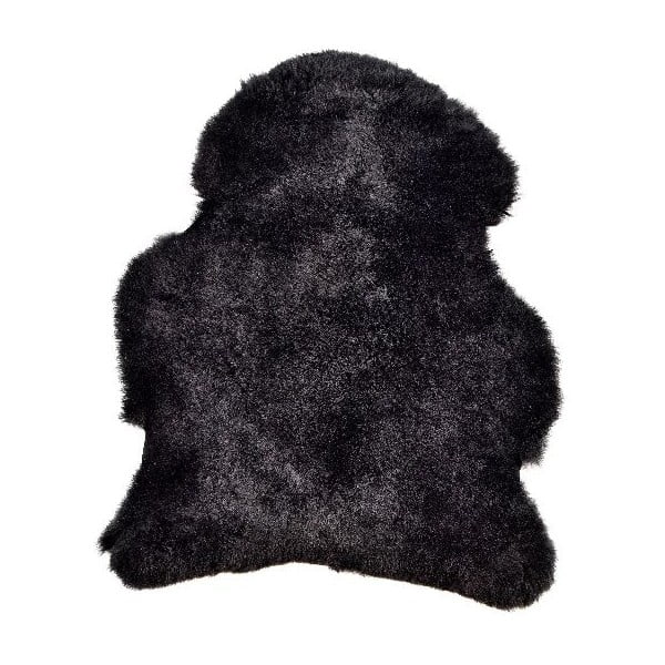 Čierna ovčia kožušina s krátkym vlasom, 90 x 60 cm