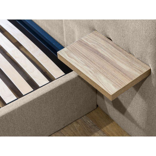 Béžová čalúnená dvojlôžková posteľ s úložným priestorom s roštom 160x200 cm Blandine – Bobochic Paris-image-4