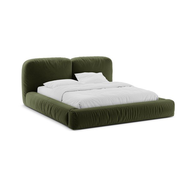Zelená čalúnená dvojlôžková posteľ s úložným priestorom s roštom 160x200 cm Martina – Micadoni 