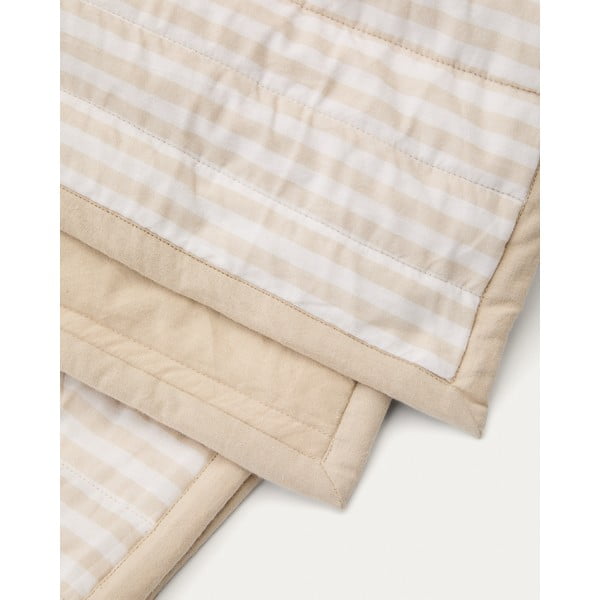 Béžový prešívaný pléd z Bio bavlny 180x240 cm Sini – Kave Home-image-3