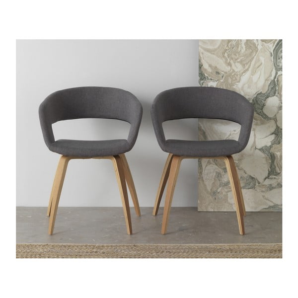 Sada 4 drevených jedálenských stoličiek so sivým čalúnením Geese-image-2