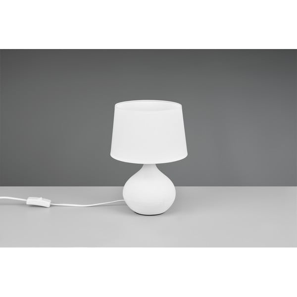 Biela stolová lampa z keramiky a tkaniny Reality Martin, výška 29 cm-image-3