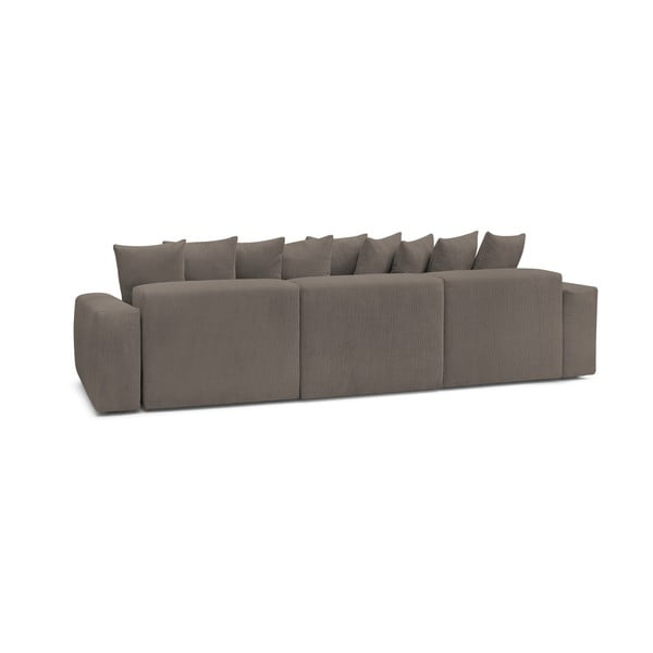 Sivo-hnedá menčestrová rohová pohovka Voltaire – Bobochic Paris-image-4